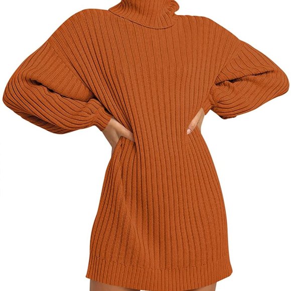 Pumpkin Long Sleeve Turtleneck Sweater Dress - Size Medium - Picture 7 of 11